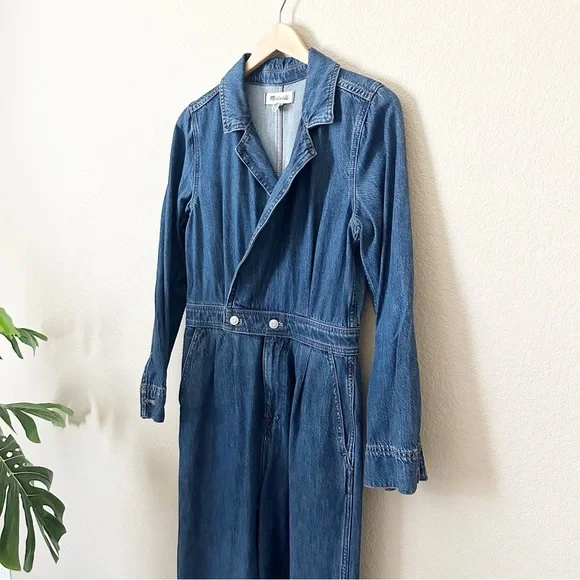 Madewell Denim Tailored Jumpsuit in Norvell Wash Size 6 - Picture 3 of 13